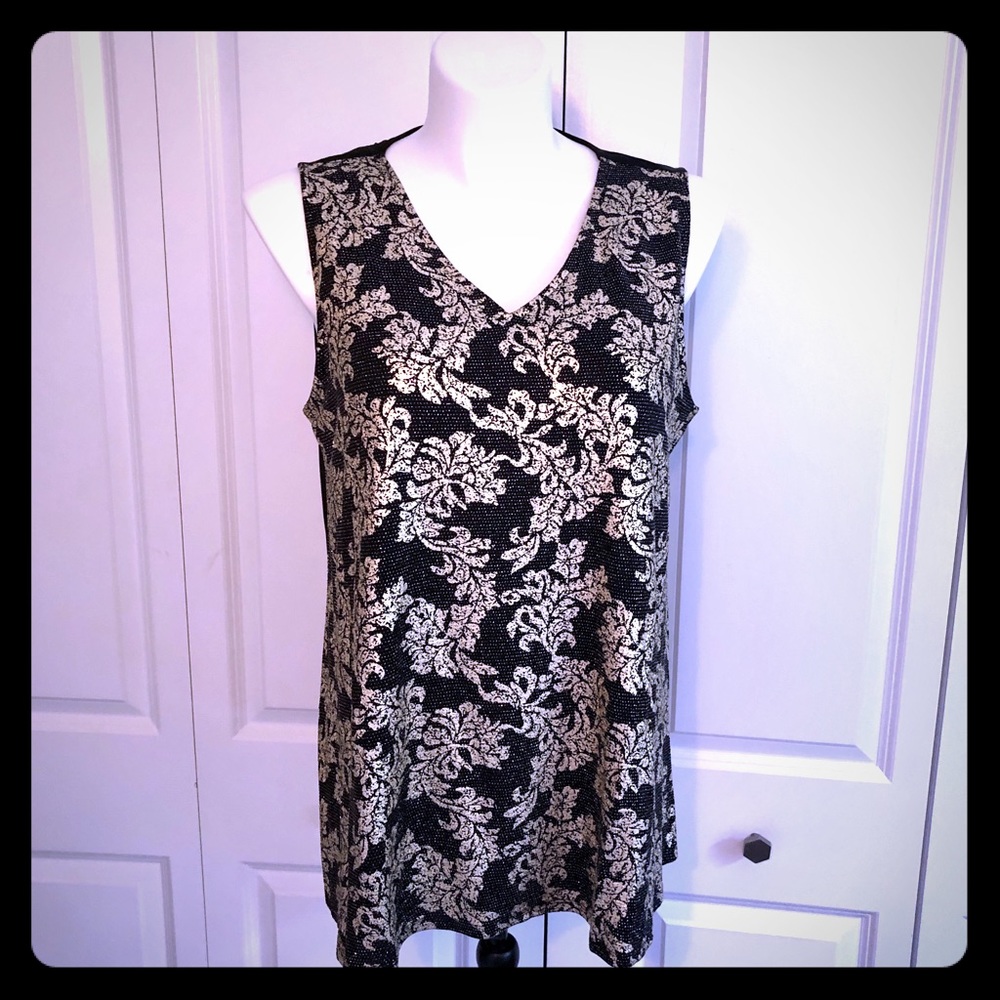 New Cocomo Silky Black & Gold Sparkled Vest 2XL